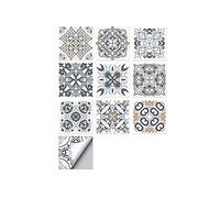 Lot de 10 autocollants muraux autocollants rétro en PVC imperméable et anti-huile pour cuisine, salle de bain, salle à manger, salon, chambre à coucher (15 x 15 cm, #1, lot de 3)