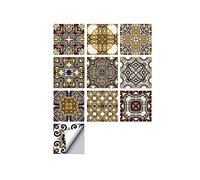 Lot de 10 autocollants muraux autocollants rétro en PVC imperméable et anti-huile pour cuisine, salle de bain, salle à manger, salon, chambre à coucher (20 x 20 cm, #4)