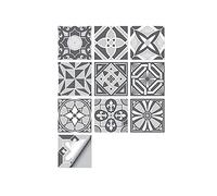 Lot de 10 autocollants muraux autocollants rétro en PVC imperméable et anti-huile pour cuisine, salle de bain, salle à manger, salon, chambre à coucher (#10, 20 x 20 cm, 1 lot)