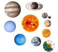 Lot de 10 autocollants muraux lumineux avec système solaire - Brillent dans le noir - Planètes dans l'espace - Pour chambre d'enfant, bébé, salon, chambre d'enfant