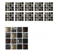 Lot de 10 autocollants muraux mosaïques en PVC pour cuisine, salle de bain, art rétro imperméable, 10 x 10 cm (MSC075)