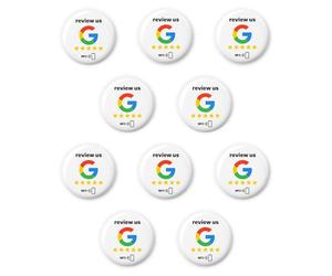 Lot de 10 autocollants NFC « Review us » pour Google - 3 cm - programmables, réutilisables, adhésifs 3M - pour plus d’évaluations instantanées et une visibilité accrue