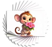Lot de 10 autocollants pour boîte à outils - Un singe mignon tenant des fleurs roses - 12 x 18 cm