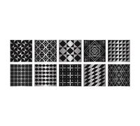 Lot de 10 autocollants pour carrelage - Autocollants muraux en mosaïque métallisés, imperméables et résistants à l'huile pour décoration de maison, salon, cuisine, dosseret (#10, 20 x 20 cm, 1