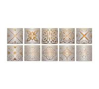 Lot de 10 autocollants pour carrelage - Autocollants muraux en mosaïque métallisés imperméables et résistants à l'huile pour décoration de maison, salon, cuisine, dosseret (20 x 20 cm, #05, 4 ensemble