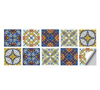 Lot de 10 autocollants pour carrelage de cuisine, chef, salle de bain, salon (15 x 15 cm, #3, style méditerranéen)