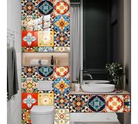 Lot de 10 autocollants pour carrelage de sol et murs - Résistants à l'huile - En vinyle imperméable - Amovibles - 15 x 15 cm