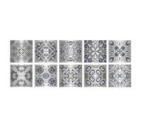 Lot de 10 autocollants pour carrelage en mosaïque métallisés, imperméables et résistants à l'huile pour décoration de maison, salon, cuisine, dosseret (20 x 20 cm, #09, 5 ensemble)