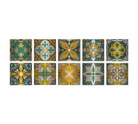Lot de 10 autocollants pour carrelage en mosaïque métallisés, imperméables, résistants à l'huile pour décoration de maison, salon, cuisine, dosseret (20 x 20 cm, #04, lot de 4)