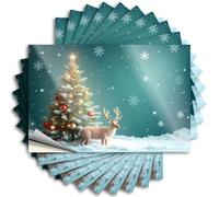 Lot de 10 autocollants pour pare-chocs avec inscription « A Reindeer Standing Next to A Beautiful Christmas Tree » - Autocollants pour fenêtre de voiture, bar, décoration d'intérieur (8 x 12 cm)