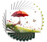 Lot de 10 autocollants pour pare-chocs avec une main tenant un parapluie au milieu d'un champ de fleurs et de papillons colorés - Autocollants pour fenêtre de voiture, barre - Décoration d'intérieur