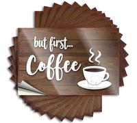 Lot de 10 autocollants pour pare-chocs Rituel du matin : But First, Coffee! Autocollants pour petites voitures (6 x 9 cm)