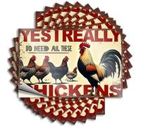 Lot de 10 autocollants pour pare-chocs « Yesterday We Really Do Need All These Chickens » - 12 x 18 cm