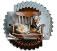 Lot de 10 autocollants pour voiture « A Wolf is Rest On an Old Wood Chair » (6 x 9 cm)
