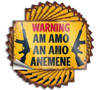 Lot de 10 autocollants pour voiture Avertissement : munitions et armes requises - 12 x 18 cm