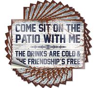 Lot de 10 autocollants pour voiture « Come Sit On The Patio with Me The Drinks are Cold and The Friendship is Free » (8 x 12 cm)