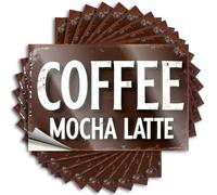 Lot de 10 autocollants pour voiture « Enjoy Your Favorite Coffee and Moka Latte! » - 12 x 18 cm