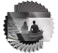 Lot de 10 autocollants pour voitures, deux personnes pêchant sur un lac, autocollants pour camions (8 x 12 cm)