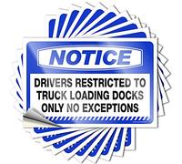 Lot de 10 autocollants pour votre voiture avec inscription « Drivers Restricted to Truck Loading Docks Only No Exceptions » (6 x 9 cm)