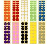 Lot de 10 autocollants ronds de 5,1 cm - 400 points - Autocollants ronds vierges en vinyle - Noir, vert, rose, or, bleu, violet - Pour coloriage, marquage, organisation
