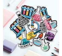 Lot de 10 autocollants scientifiques en vinyle étanches pour microscope - Pour ordinateur portable, bouteille d'eau, carnet de notes, cadeau pour étudiants et amateurs de science