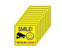 Lot de 10 autocollants Smile You Are On Camera - 13 x 13 cm - En PVC - Étanche - Pour la maison, le travail, l'extérieur