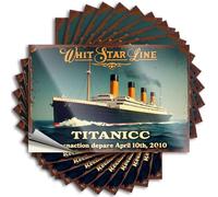 Lot de 10 autocollants vintage Titanic pour voiture (8 x 12 cm)