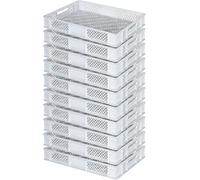 lot de 10 Bac gerbable normes Europe à parois et fonds ajourés - L x l x h 600 x 400 x 90 mm - blanche