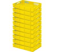 lot de 10 Bac gerbable normes Europe à parois et fonds ajourés - L x l x h 600 x 400 x 90 mm - jaune