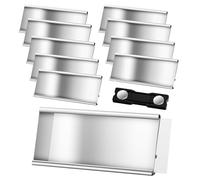 Lot de 10 badges nominatifs magnétiques pour vêtements - En aluminium - Avec double aimant puissant - Avec fente en papier - Environ 72 x 35 mm - Argenté