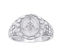 Lot de 10 bagues en argent sterling 925 avec symbole maçonnique pépite pour homme 14,4 x 14,4 mm de large, US 9 | EU 60 | DE 19 | JP 18 | UK R 3/4, Métal Argent Argent sterling, Aucune pierre