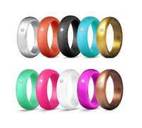 Lot de 10 bagues en silicone pour femme, bagues tendance de 5,7 mm, bague empilable en caoutchouc de silicone large (pointure 7)