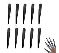 Lot de 10 bagues noires pour doigts longs et complets - Pour Halloween, cosplay, fête, drame et danse