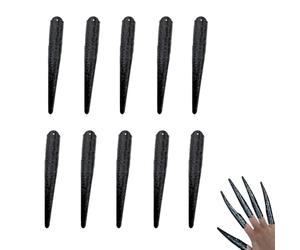 Lot de 10 bagues noires pour doigts longs et complets - Pour Halloween, cosplay, fête, drame et danse
