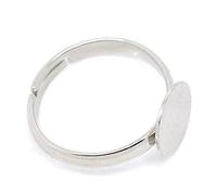 LOT DE 10 BAGUES REGLABLE METAL ARGENTE CLAIR 18 mm - PLATEAU - LIVRAISON GRATUITE - CREATION BIJOUX PERLES