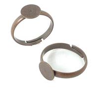 LOT DE 10 BAGUES REGLABLE METAL BRONZE 18 mm - PLATEAU - CREATION PERLES