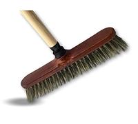 Lot de 10 balais de ménage droits | Monture composite apparence bois verni | Soie grise 40 mm | Longueur 30 cm | Douille vissante | Manche bois avec accroche 1,25 m | Kibros 211010M1x10