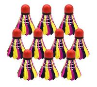 Lot de 10 balles de badminton - Avec ressort de badminton coloré - Pour l'extérieur - Balles d'entraînement en vol stables en caoutchouc - Pour les joueurs - Pour s'entraîner à l'intérieur et à