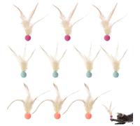 Lot de 10 balles interactives en caoutchouc pour chat avec plumes, rebondissantes, couleurs aléatoires, parfaites pour l'exercice et le collage avec les chats, durables et sans danger pour les animaux