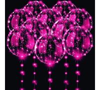 Lot de 10 ballons à LED lumineux à l'hélium pour Noël, mariage, anniversaire, Saint-Valentin, Halloween, fête (50,8 cm, lumière rose)