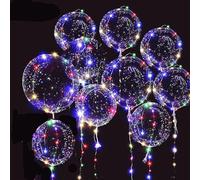Lot de 10 ballons Bobo avec guirlandes lumineuses LED - Ballons transparents de 50,8 cm, déjà équipés de piles, parfaits pour les fêtes, les fêtes d'anniversaire, les mariages et les occasions