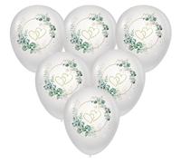Lot de 10 ballons de mariage en forme de cœurs autour de l'eucalyptus blanc et cœurs dorés pour décoration de mariage, de Saint-Valentin