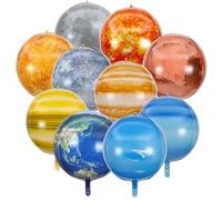 Lot de 10 ballons décoratifs en aluminium pour anniversaire d'enfant, planètes, soleil, terre, lune, planète, 56 cm, ballons en aluminium pour décoration de fête à thème spatial