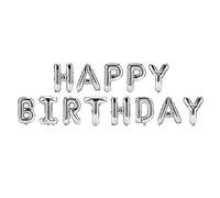 Lot de 10 ballons en aluminium avec lettre « Happy Birthday » de 16 pouces, décorations de fête sans danger à l'hélium de qualité supérieure pour célébration d'anniversaire de (Argent)