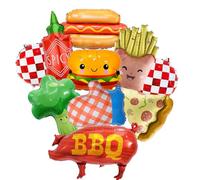 Lot de 10 ballons en aluminium sur le thème du barbecue pour barbecue, pique-nique, pique-nique, collations, fête prénatale, fête d'anniversaire
