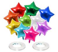 Lot de 10 ballons en film d'aluminium en forme d'étoile avec hélium