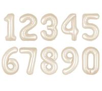 Lot de 10 ballons en forme de chiffre 0 à 9 en feuille Mylar pour décoration de mariage, fête d'anniversaire, bannière personnalisée - 81,3 cm (nude)