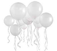 Lot de 10 ballons géants en latex avec 2 rouleaux de ruban pour décoration de fête de mariage, anniversaire, Noël, séance photo - 91,4 cm (blanc)