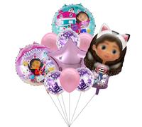 Lot de 10 ballons gonflables à thème dessin animé - Décoration d'anniversaire pour filles - Ballons roses - Décoration d'anniversaire pour enfants - Ballons en latex - Ballons en aluminium
