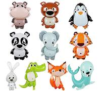 Lot de 10 ballons gonflables en forme d'animaux, jungle, safari, animaux de la jungle, ballons de safari, ballons pour anniversaire d'enfant, décoration pour garçons et filles, ballons d'animaux